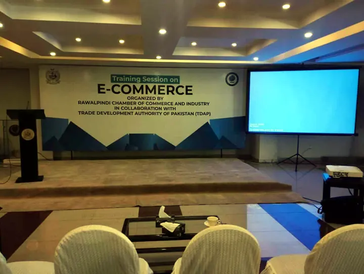 Projector screen at Chamber of Commerce training